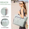 image:imageG4Free Beach Bag Waterproof Sandproof Beach Tote Bag Large Capacity Foldable for WomenGreen Stripe