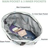 image:imageG4Free Beach Bag Waterproof Sandproof Beach Tote Bag Large Capacity Foldable for WomenGreen Stripe
