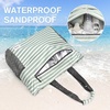 image:imageG4Free Beach Bag Waterproof Sandproof Beach Tote Bag Large Capacity Foldable for WomenGreen Stripe