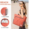 image:imageG4Free Beach Bag Waterproof Sandproof Beach Tote Bag Large Capacity Foldable for WomenOrange Stripe