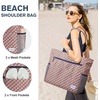 image:imageG4Free Beach Bag Waterproof Sandproof Beach Tote Bag Large Capacity Foldable for WomenRed Pattern