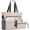 image:imageG4Free Beach Bag Waterproof Sandproof Beach Tote Bag Large Capacity Foldable for WomenBrown Stripe
