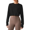 image:imageG4Free Lightbreeze Drawstring Hem UPF 50 Sun Shirts Women  Crop Long Sleeve Workout Tops Quick Dry Running HikingBlack