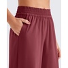 image:imageG4Free Chillwhisp Lightweight Flowy Wide Leg Pants Women Elastic Waist Palazzo Pants Summer Beach VacationWine Red