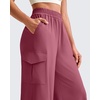 image:imageG4Free Chillwhisp Lightweight Wide Leg Cargo Pants Women Elastic Waist Flowy Palazzo Pants for Casual TravelBurgundy