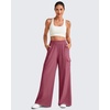 image:imageG4Free Chillwhisp Lightweight Wide Leg Cargo Pants Women Elastic Waist Flowy Palazzo Pants for Casual TravelBurgundy