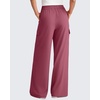 image:imageG4Free Chillwhisp Lightweight Wide Leg Cargo Pants Women Elastic Waist Flowy Palazzo Pants for Casual TravelBurgundy