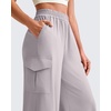 image:imageG4Free Chillwhisp Lightweight Wide Leg Cargo Pants Women Elastic Waist Flowy Palazzo Pants for Casual TravelChrim Gray