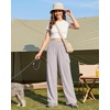 image:imageG4Free Chillwhisp Lightweight Wide Leg Cargo Pants Women Elastic Waist Flowy Palazzo Pants for Casual TravelChrim Gray
