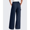 image:imageG4Free Chillwhisp Lightweight Wide Leg Cargo Pants Women Elastic Waist Flowy Palazzo Pants for Casual TravelDark Navy