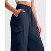 image:imageG4Free Chillwhisp Lightweight Wide Leg Cargo Pants Women Elastic Waist Flowy Palazzo Pants for Casual TravelDark Navy