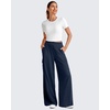 image:imageG4Free Chillwhisp Lightweight Wide Leg Cargo Pants Women Elastic Waist Flowy Palazzo Pants for Casual TravelDark Navy
