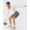 image:imageG4Free Cropped Long Sleeve Workout Tops for Women UPF 50 Thumbholes Crew Neck Slim Fit for Athletic TrainingWhiteXS