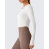 image:imageG4Free Cropped Long Sleeve Workout Tops for Women UPF 50 Thumbholes Crew Neck Slim Fit for Athletic TrainingWhiteXS