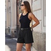 image:imageG4Free EverGoing Dressy Casual Shorts for Women 5 High Waisted Summer Lounge Pleated Shorts with PocketsBlack Pinstripe