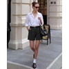 image:imageG4Free EverGoing Dressy Casual Shorts for Women 5 High Waisted Summer Lounge Pleated Shorts with PocketsBlack Pinstripe