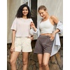 image:imageG4Free EverGoing Dressy Casual Shorts for Women 5 High Waisted Summer Lounge Pleated Shorts with PocketsIvory