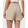 image:imageG4Free EverGoing Dressy Casual Shorts for Women 5 High Waisted Summer Lounge Pleated Shorts with PocketsKhaki Pinstripe