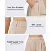 image:imageG4Free EverGoing Dressy Casual Shorts for Women 5 High Waisted Summer Lounge Pleated Shorts with PocketsKhaki Pinstripe