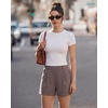 image:imageG4Free EverGoing Dressy Casual Shorts for Women 5 High Waisted Summer Lounge Pleated Shorts with PocketsTaupe Pinstripe