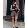 image:imageG4Free EverGoing Dressy Casual Shorts for Women 5 High Waisted Summer Lounge Pleated Shorts with PocketsTaupe Pinstripe