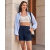 image:imageG4Free EverGoing Womens Casual Shorts High Waisted 4  5 Comfy Shorts with Pockets for Yoga Workout LoungeDark Navy