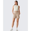 image:imageG4Free EverGoing Womens Casual Shorts High Waisted 4  5 Comfy Shorts with Pockets for Yoga Workout LoungeLight Khaki