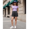 image:imageG4Free High Waisted Casual Shorts Women 35Adjustable Drawstring A Line Workout Shorts with Zip PocketsBlack