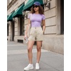 image:imageG4Free High Waisted Casual Shorts Women 35Adjustable Drawstring A Line Workout Shorts with Zip PocketsWarm Ash Gray