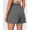 image:imageG4Free High Waisted Casual Shorts Women 35Adjustable Drawstring A Line Workout Shorts with Zip PocketsWood Gray