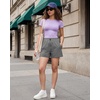 image:imageG4Free High Waisted Casual Shorts Women 35Adjustable Drawstring A Line Workout Shorts with Zip PocketsWood Gray