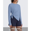 image:imageG4Free Lightbreeze UPF 50 Sun Shirts for Women  High Side Slits Long Sleeve Workout Tops Quick Dry Hiking RunningDusty Blue