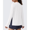 image:imageG4Free Lightbreeze UPF 50 Sun Shirts for Women  High Side Slits Long Sleeve Workout Tops Quick Dry Hiking RunningWhite