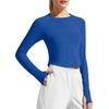 image:imageG4Free Lightbreeze Womens UPF 50 Long Sleeve Workout Tops Crop Rash Guard Quick Dry Sun Shirts Running Yoga Athletic GymBlue