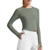 image:imageG4Free Lightbreeze Womens UPF 50 Long Sleeve Workout Tops Crop Rash Guard Quick Dry Sun Shirts Running Yoga Athletic GymGray Olive