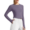 image:imageG4Free Lightbreeze Womens UPF 50 Long Sleeve Workout Tops Crop Rash Guard Quick Dry Sun Shirts Running Yoga Athletic GymGray Purple