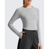 image:imageG4Free Lightbreeze Womens UPF 50 Long Sleeve Workout Tops Crop Rash Guard Quick Dry Sun Shirts Running Yoga Athletic GymGrey