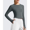 image:imageG4Free Lightbreeze Womens UPF 50 Long Sleeve Workout Tops Crop Rash Guard Quick Dry Sun Shirts Running Yoga Athletic GymGrey Sage