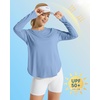 image:imageG4Free Lightbreeze Womens UPF 50 Long Sleeve Workout Tops Quick Dry UV Sun Shirt Running Gym Hiking Yoga Casual LightweightSmog Blue