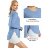 image:imageG4Free Lightbreeze Womens UPF 50 Long Sleeve Workout Tops Quick Dry UV Sun Shirt Running Gym Hiking Yoga Casual LightweightSmog Blue