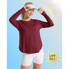 image:imageG4Free Lightbreeze Womens UPF 50 Long Sleeve Workout Tops Quick Dry UV Sun Shirt Running Gym Hiking Yoga Casual LightweightWine Red