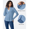 image:imageG4Free Lightbreeze Womens UPF 50 Sun Shirts Quick Dry  Lightweight Long Sleeve Workout Tops Half Zip Running Hiking YogaBlue Gray