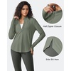 image:imageG4Free Lightbreeze Womens UPF 50 Sun Shirts Quick Dry  Lightweight Long Sleeve Workout Tops Half Zip Running Hiking YogaGray Olive