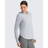image:imageG4Free Skimetic UPF 50 Sun Hoodie Lightweight Women Long Sleeve Workout Tops Shirts Half Zip Quick Dry Running HikingGray