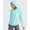 image:imageG4Free Skimetic UPF 50 Sun Hoodie Lightweight Women Long Sleeve Workout Tops Shirts Half Zip Quick Dry Running HikingLight Blue