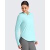 image:imageG4Free Skimetic UPF 50 Sun Hoodie Lightweight Women Long Sleeve Workout Tops Shirts Half Zip Quick Dry Running HikingLight Blue