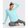 image:imageG4Free Skimetic UPF 50 Sun Hoodie Lightweight Women Long Sleeve Workout Tops Shirts Half Zip Quick Dry Running HikingLight Blue