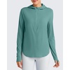 image:imageG4Free Skimetic UPF 50 Sun Hoodie Lightweight Women Long Sleeve Workout Tops Shirts Half Zip Quick Dry Running HikingMyrtle Green