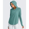 image:imageG4Free Skimetic UPF 50 Sun Hoodie Lightweight Women Long Sleeve Workout Tops Shirts Half Zip Quick Dry Running HikingMyrtle Green