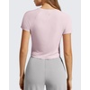 image:imageG4Free Soft Lyocell Workout Tops Womens Short Sleeve Cropped TShirt Relaxed Fit Crewneck Casual Tees Athletic RunningLight Pink